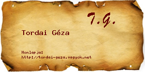 Tordai Géza névjegykártya